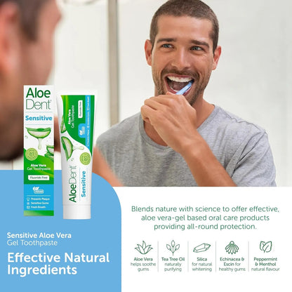 Sensitive Aloe Vera Toothpaste Fluoride Free 100ml - Aloe Dent - Toothpaste - Aloe Dent