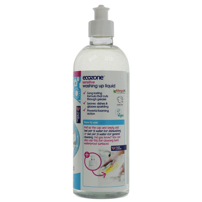 Sensitive Washing Up Liquid 500ml - Ecozone - Eco Natural Products