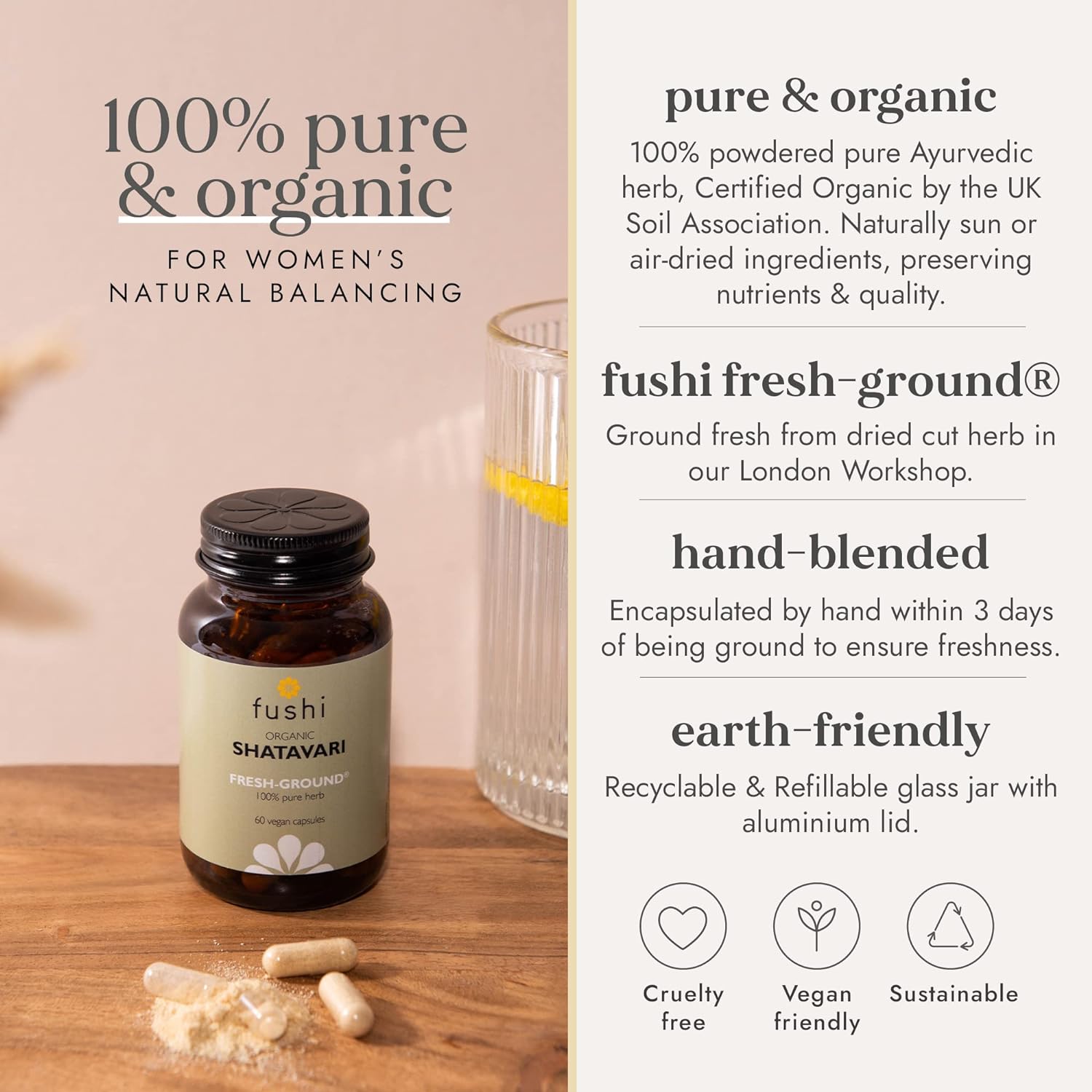 Shatavari Root Organic 60 Capsules - Fushi Wellbeing - Supplement - Eco Natural Products