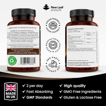 Shilajit Sea Moss & Lions Mane 6000mg Vegan 120 Capsules - New Leaf Products - Herbal Supplements - Eco Natural Products
