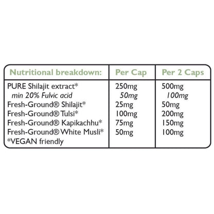 Shilajit Whole Food Extra Strength 500mg 60 Capsules - Fushi Wellbeing - Food Supplement - Eco Natural Products