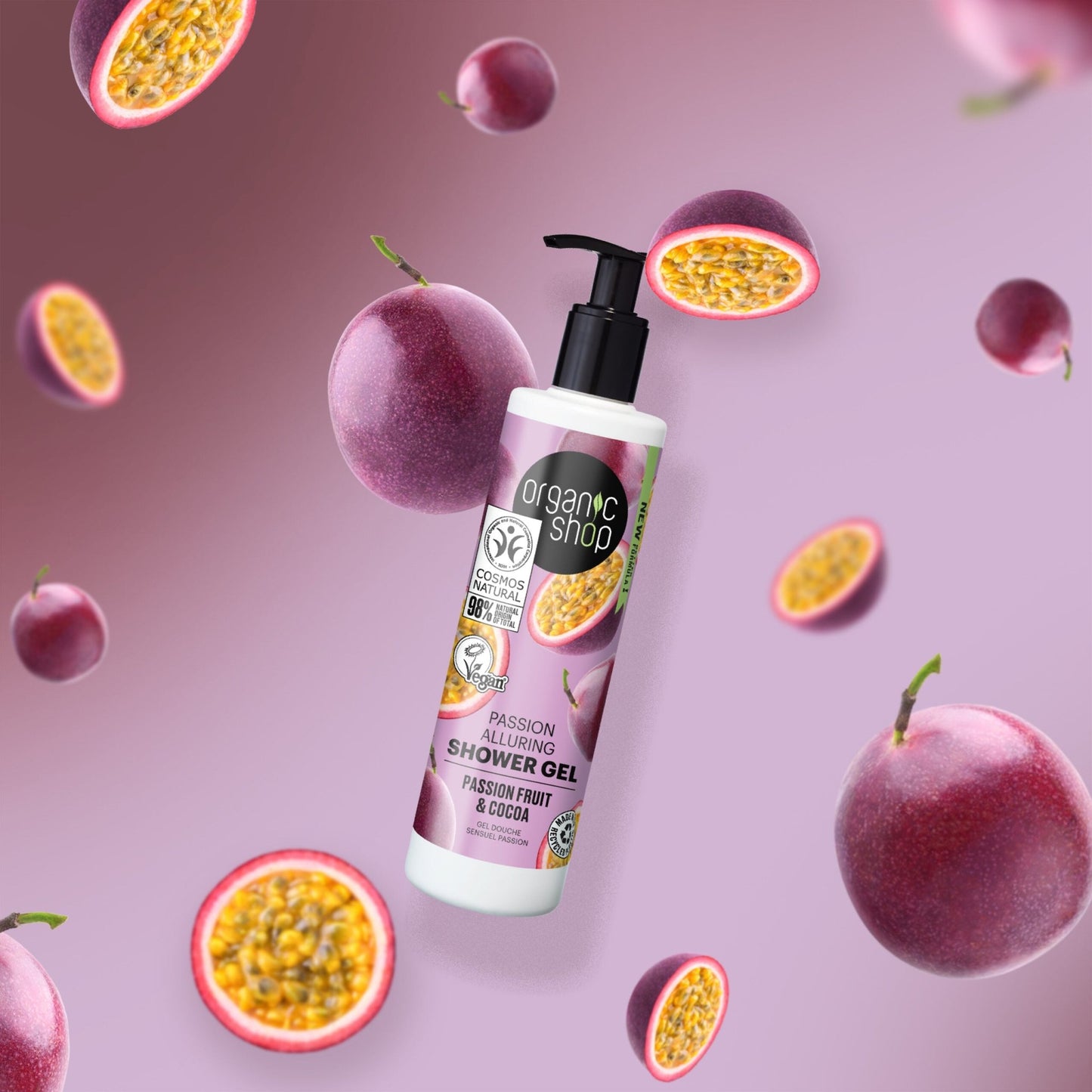 Shower Gel Alluring Passion Fruit & Cocoa 280ml - Organic Shop - Body Wash - Eco Natural Products