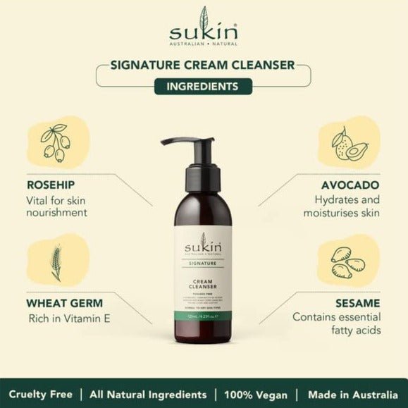 Signature Cream Cleanser Pump 125ml - Sukin - Cream cleanser - Eco Natural Products