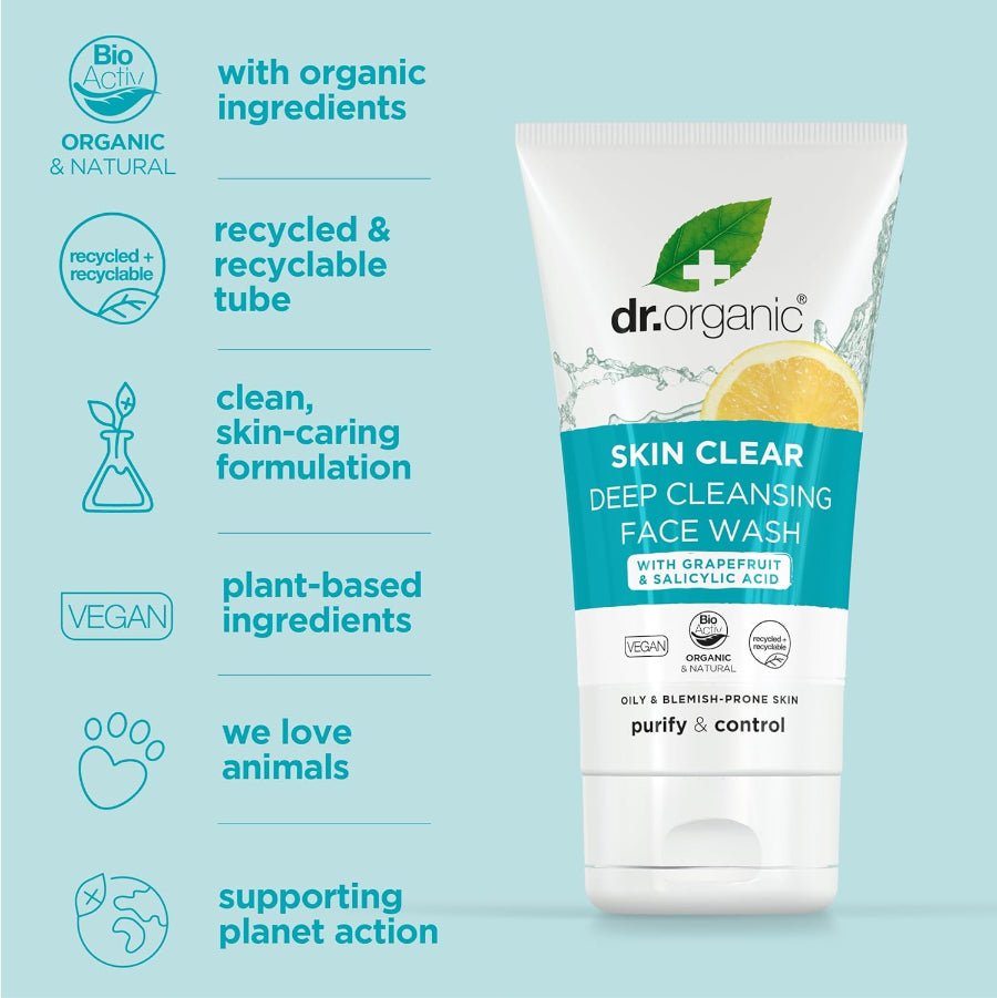 Skin Clear Deep Pore Face Wash 125ml - Dr Organic - Facial Cleansers - Dr Organic