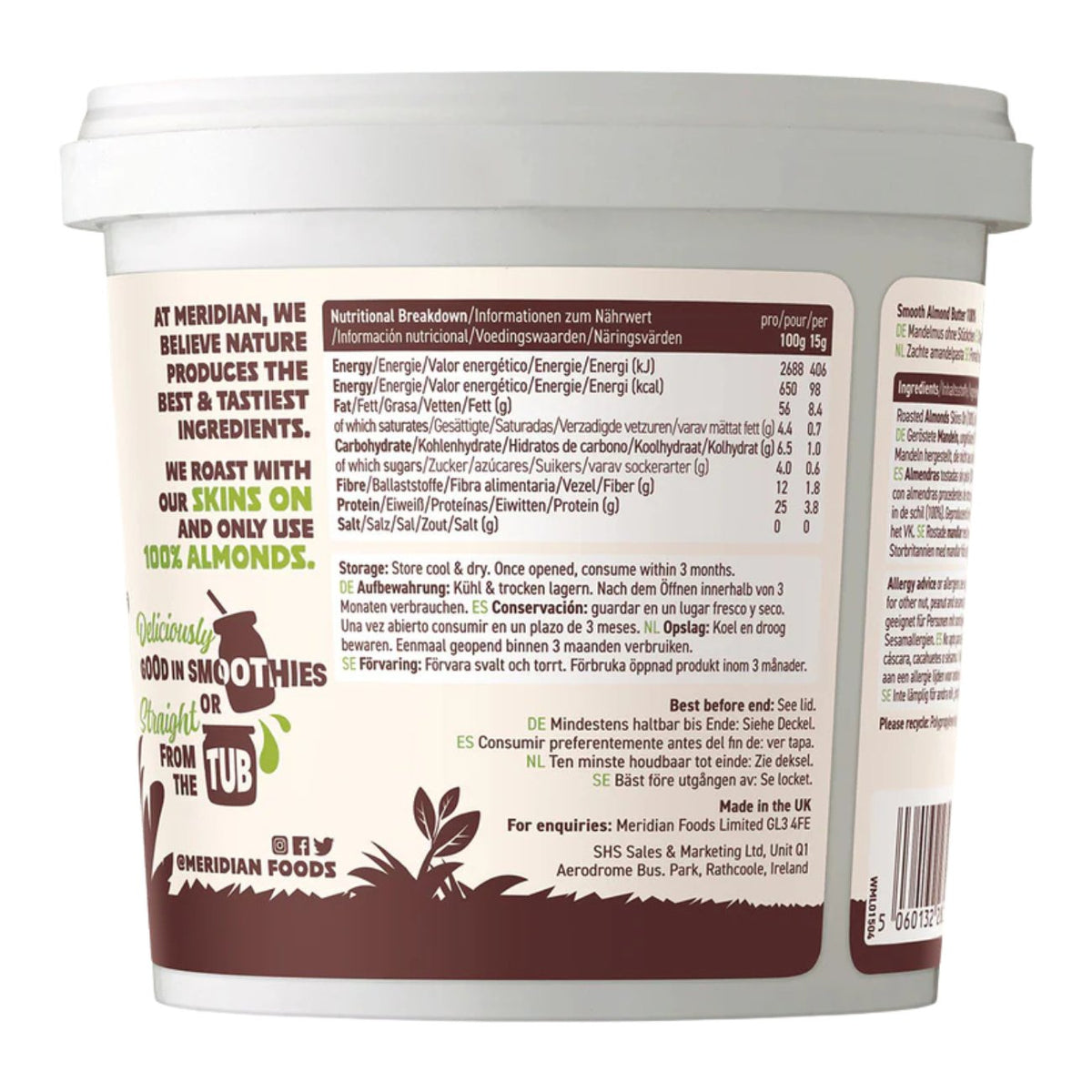 Smooth Almond Butter 1000g - Meridian - Butter & Margarine - Eco Natural Products