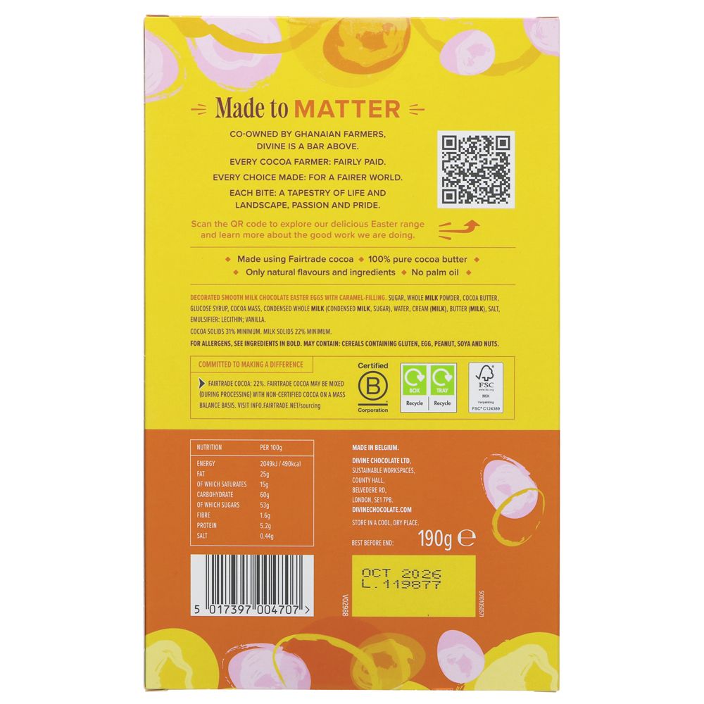 Smooth Caramel Luxury Milk Chocolate Mini Eggs 190g - Divine Chocolate - Pralines - Divine Chocolate