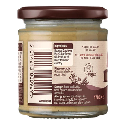 Smooth Cashew Butter 170g - Meridian - Spreads - Eco Natural Products