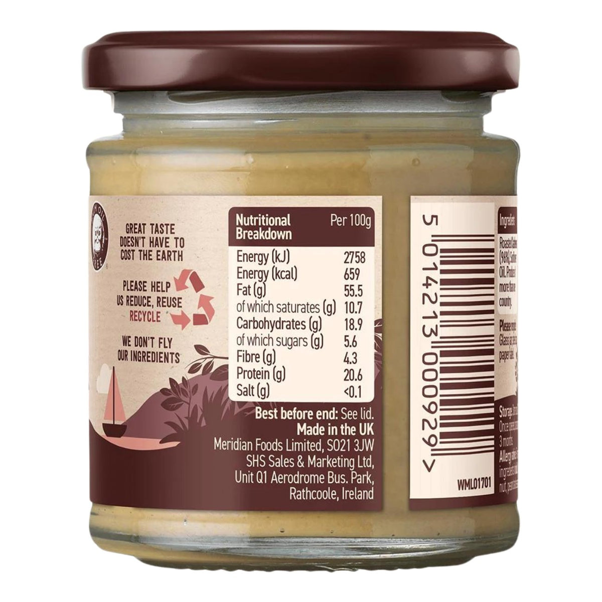 Smooth Cashew Butter 170g - Meridian - Spreads - Eco Natural Products