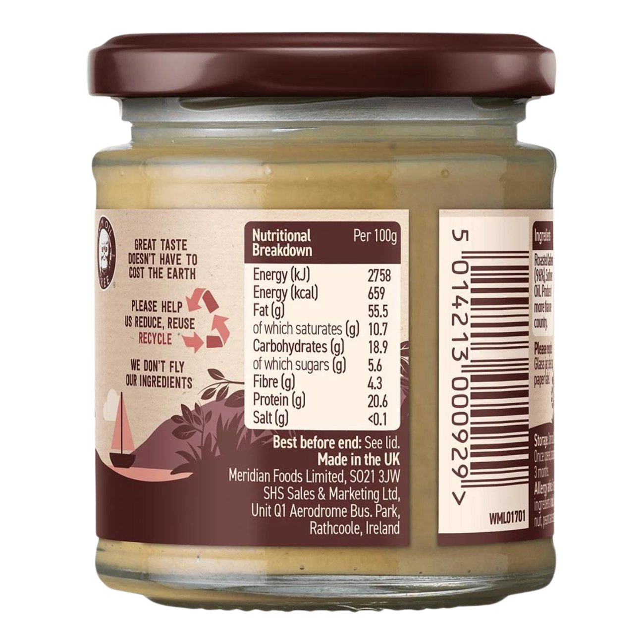 Smooth Cashew Butter 170g - Meridian - Spreads - Eco Natural Products