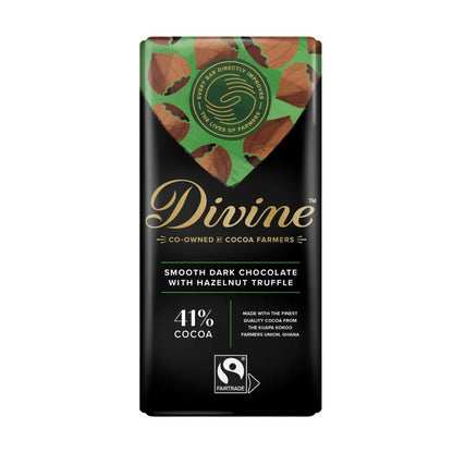 Smooth Dark Chocolate with Hazelnut Truffle Bar 90g - Divine Chocolate - Chocolate Bar - Divine Chocolate