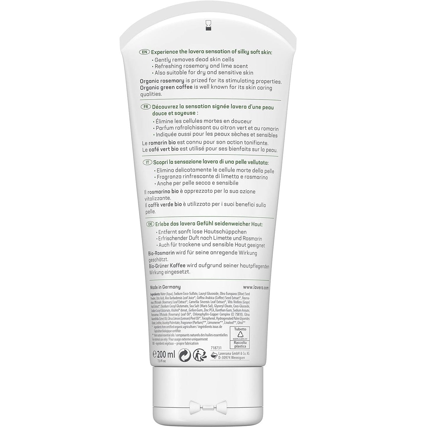 Smooth Skin Body Scrub Rosemary and Coffee 200ml - Lavera - Scrub - Eco Natural Products