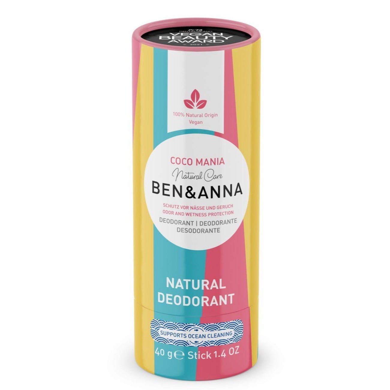 Soda Deodorant Paper Tube - Coco Mania 40g - Ben & Anna - Deodorant - Eco Natural Products