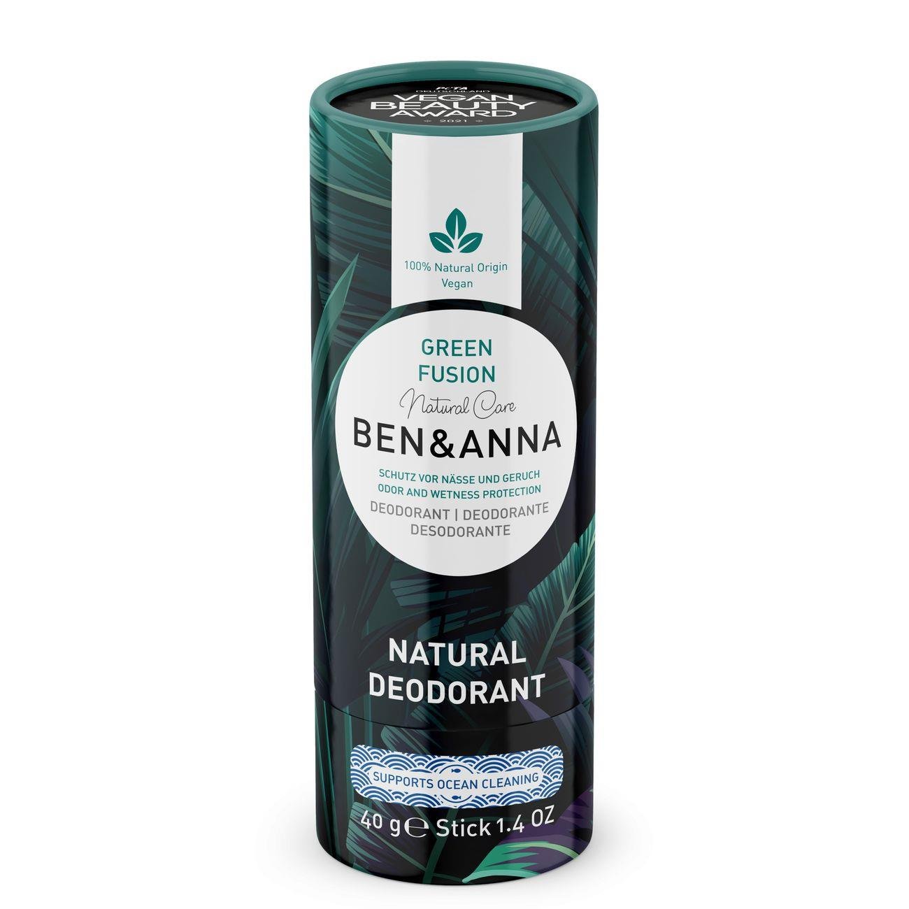 Soda Deodorant Paper Tube - Green Fusion 40g - Ben & Anna - Deodorant - Eco Natural Products