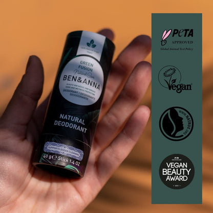 Soda Deodorant Paper Tube - Green Fusion 40g - Ben & Anna - Deodorant - Eco Natural Products