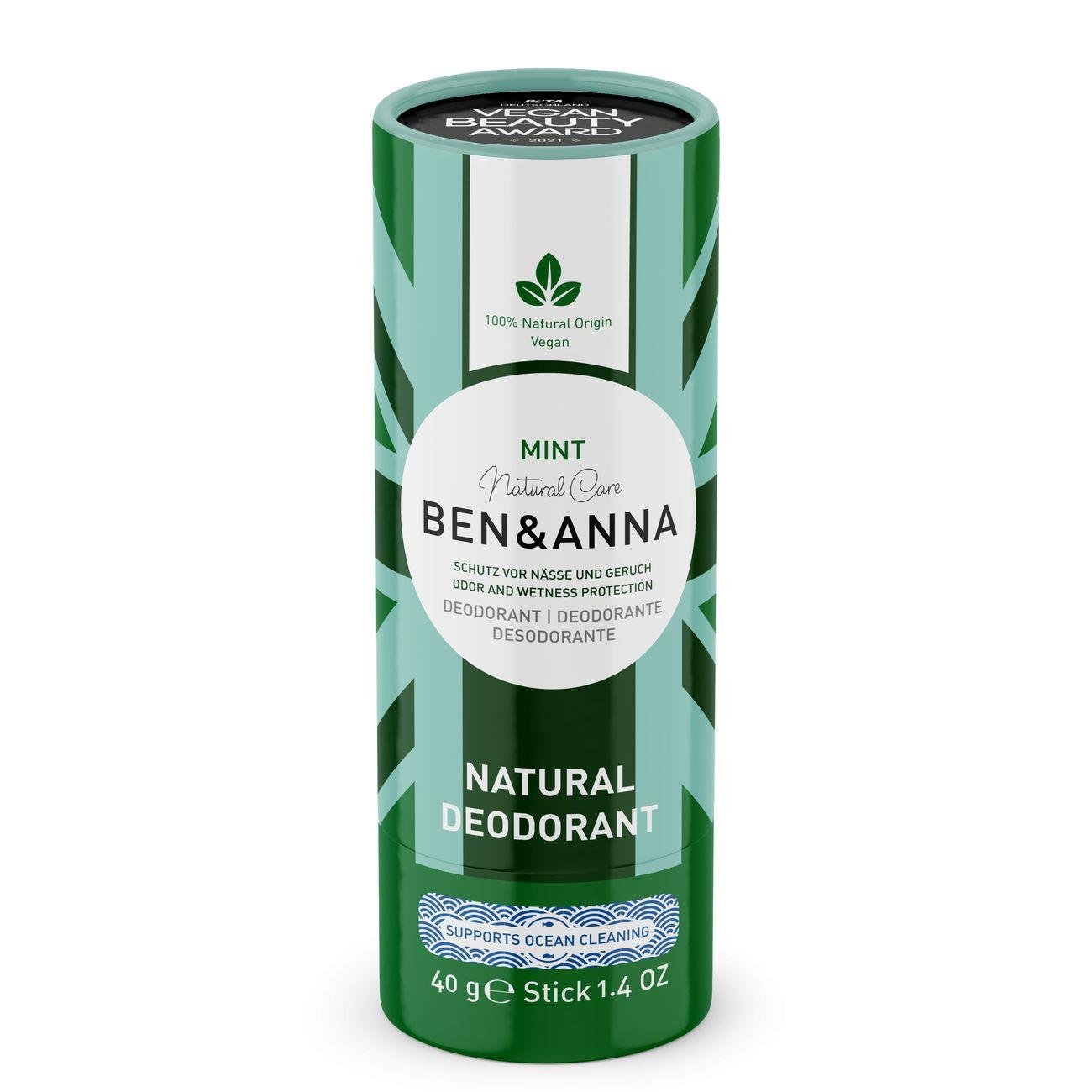 Soda Deodorant Paper Tube - Mint 40g - Ben & Anna - Deodorant - Eco Natural Products