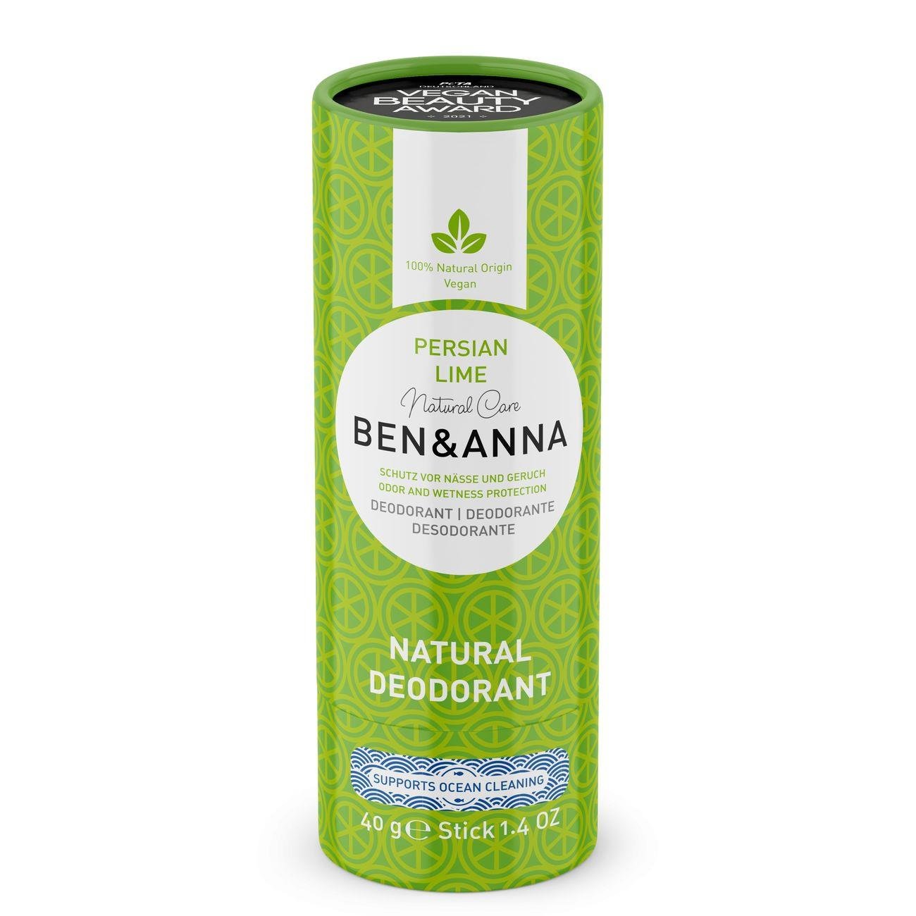 Soda Deodorant Paper Tube - Persian Lime 40g - Ben & Anna - Deodorant - Eco Natural Products