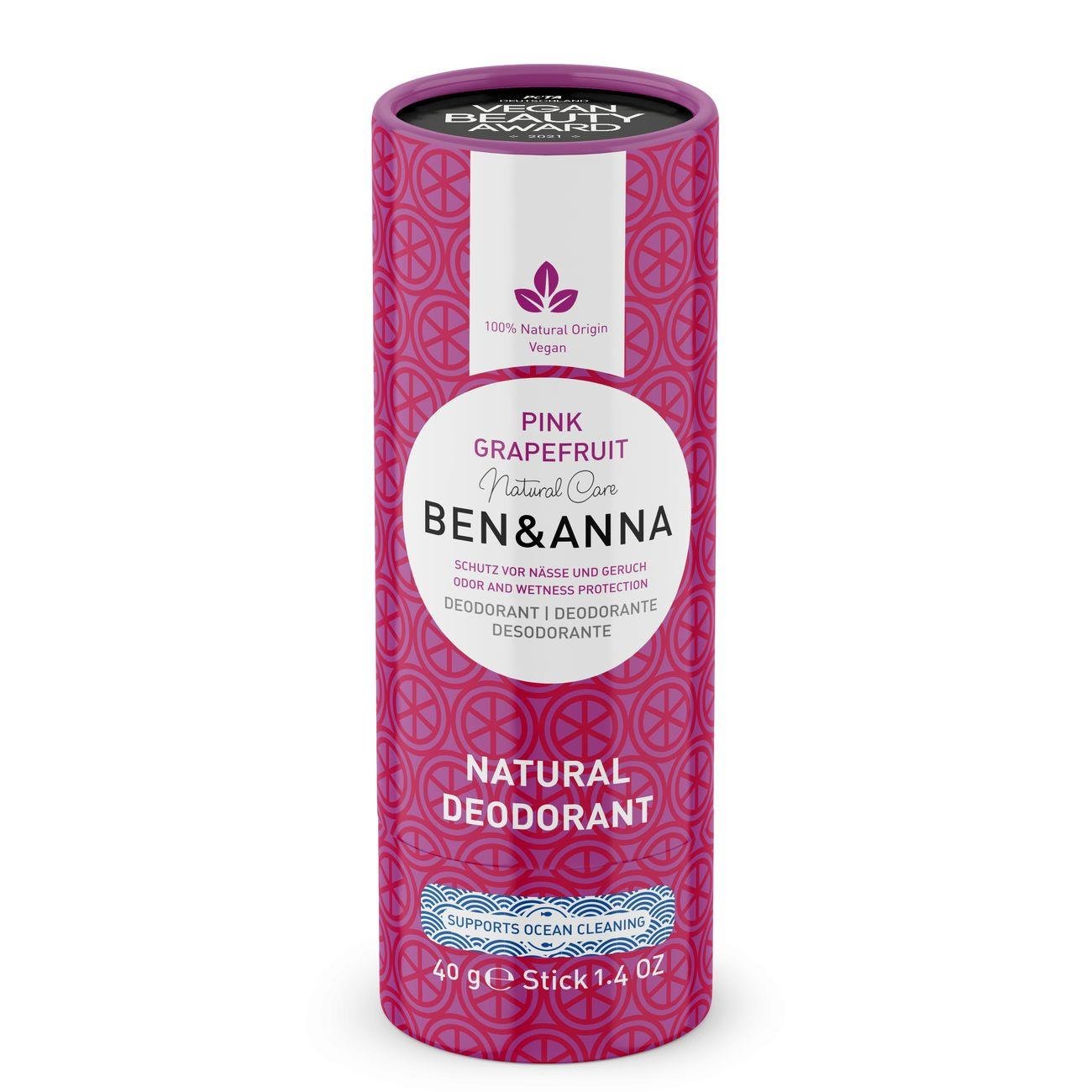 Soda Deodorant Paper Tube - Pink Grapefruit 40g - Ben & Anna - Deodorant - Eco Natural Products