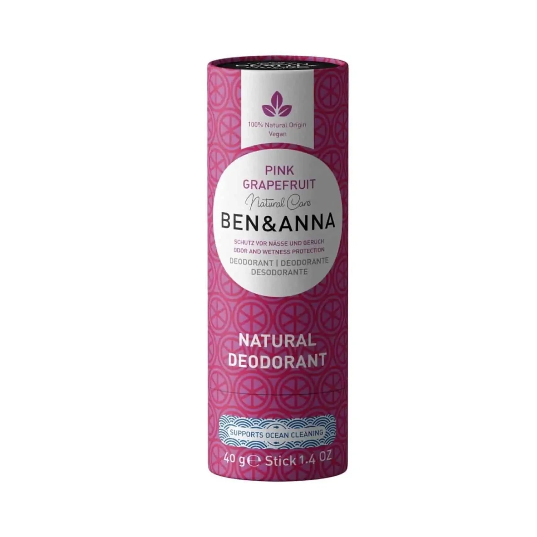 Soda Deodorant Paper Tube - Pink Grapefruit 40g - Ben & Anna - Deodorant - Eco Natural Products