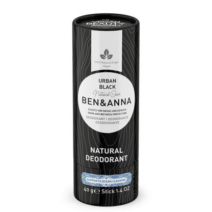 Soda Deodorant Paper Tube - Urban Black 40g - Ben & Anna - Deodorant - Eco Natural Products