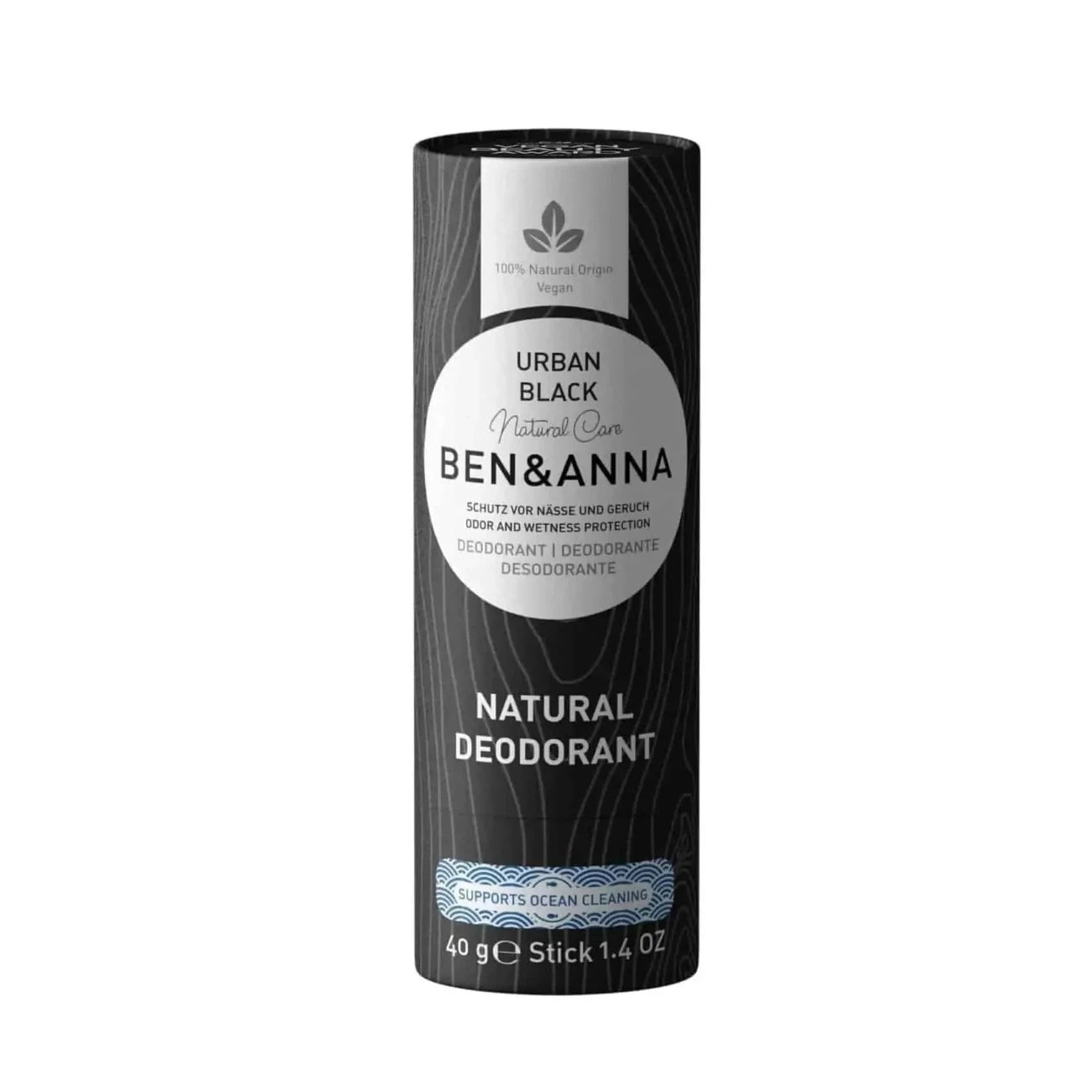 Soda Deodorant Paper Tube - Urban Black 40g - Ben & Anna - Deodorant - Eco Natural Products