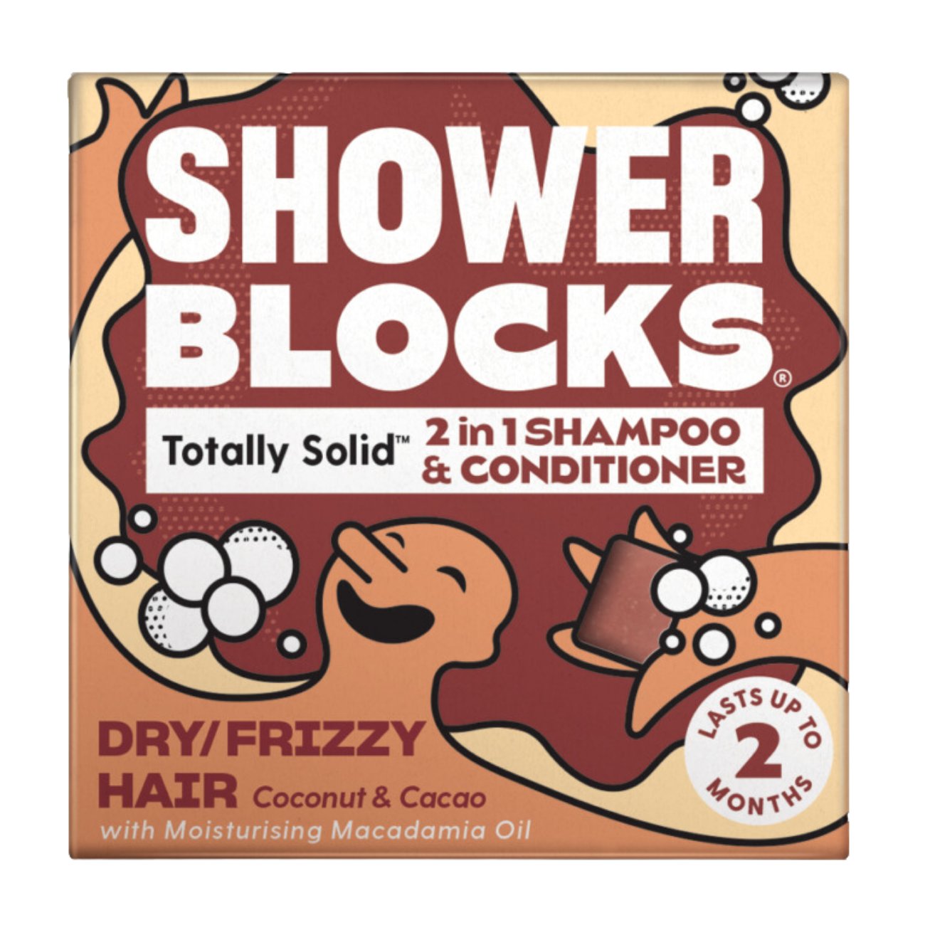 Solid Shampoo & Conditioner 2 in 1 - Dry / Frizzy Hair 60g - Shower Blocks - Shampoo - Eco Natural Products