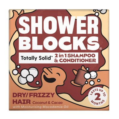Solid Shampoo & Conditioner 2 in 1 - Dry / Frizzy Hair 60g - Shower Blocks - Shampoo - Eco Natural Products
