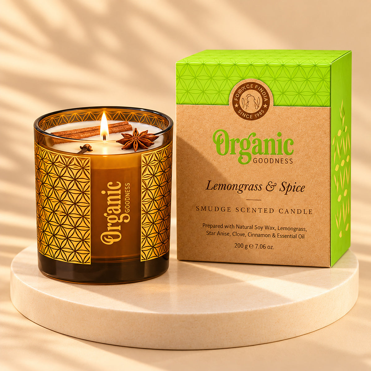 Song of India Organic Goodness Smudge Scented Candle Lemongrass & Spice 200g - alternate view