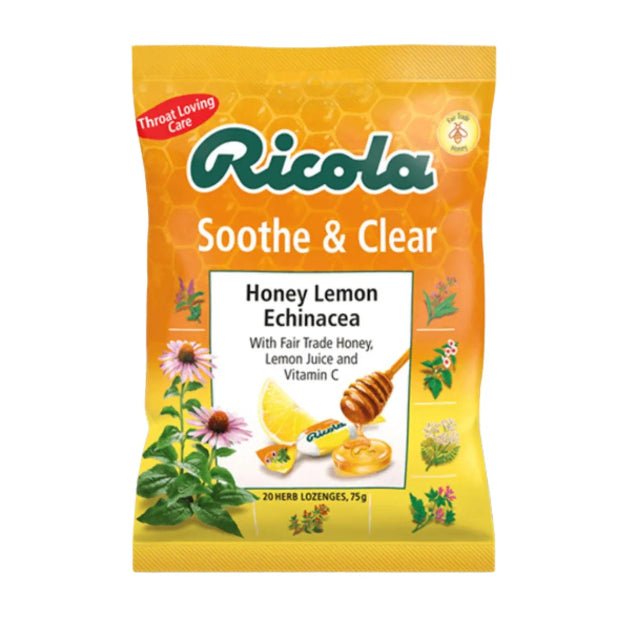 Soothe & Clear Honey Lemon Echinacea Herbal Lozenges 75g - Ricola - Lozenges - Ricola