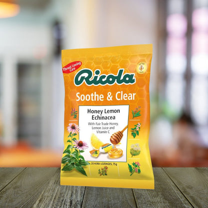 Soothe & Clear Honey Lemon Echinacea Herbal Lozenges 75g - Ricola - Herbal sweets - Eco Natural Products