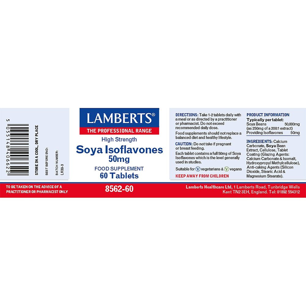 Soya Isoflavones 50mg 60 Tablets - Lamberts - Food Supplement - Eco Natural Products