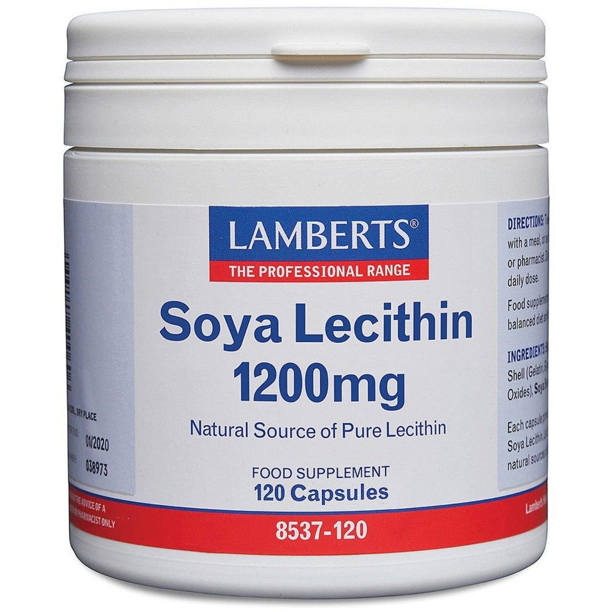 Soya Lecithin 1200mg 120 Capsules - Lamberts - Food Supplement - Eco Natural Products