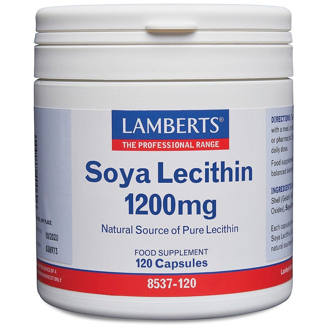 Soya Lecithin 1200mg 120 Capsules - Lamberts - Food Supplement - Eco Natural Products
