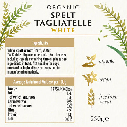 Spelt Artisan Tagliatelle White Organic 250g - Biona - Pasta - Eco Natural Products
