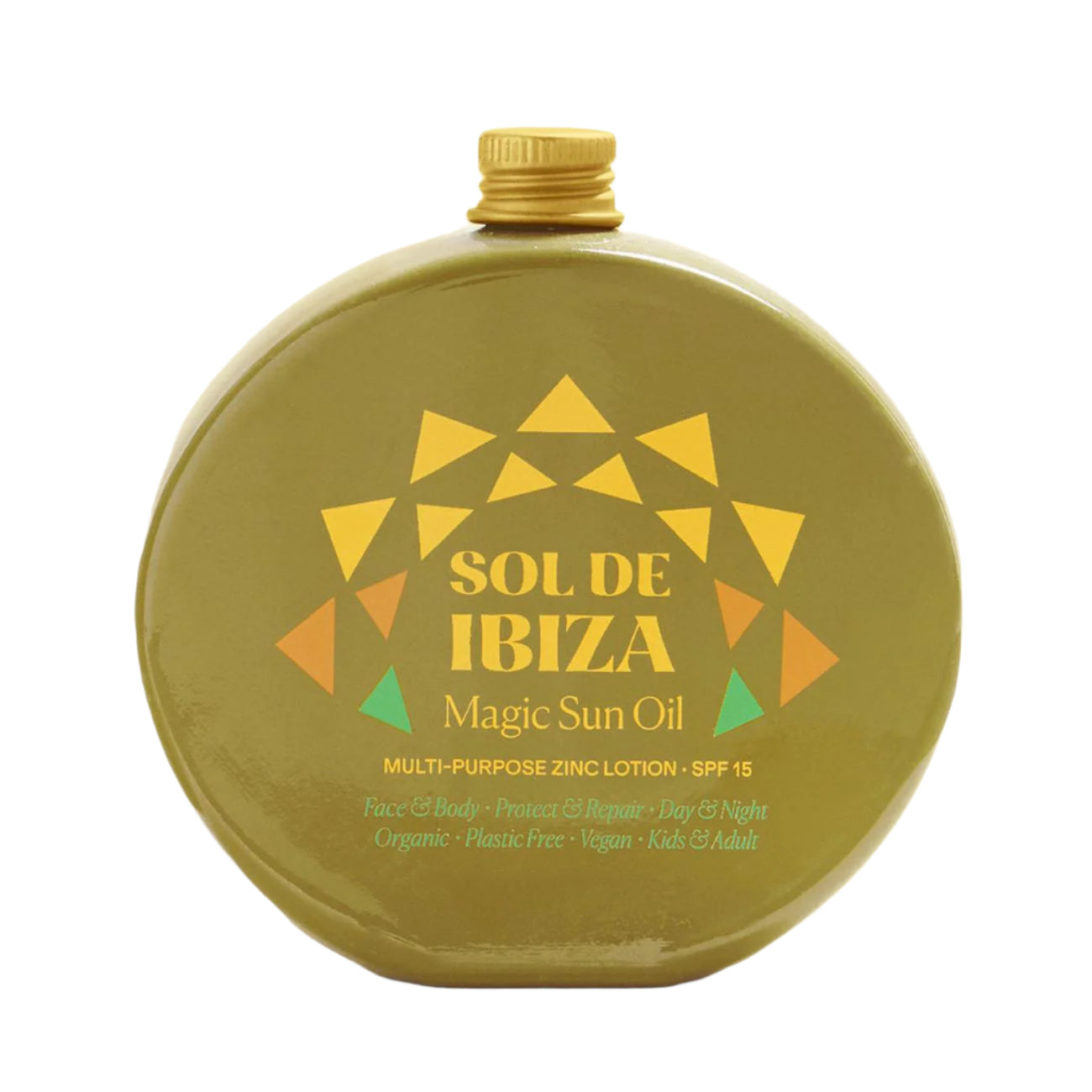 SPF15 Magic Sun Oil in plastic-free bottle with nourishing organic oils for sun protection