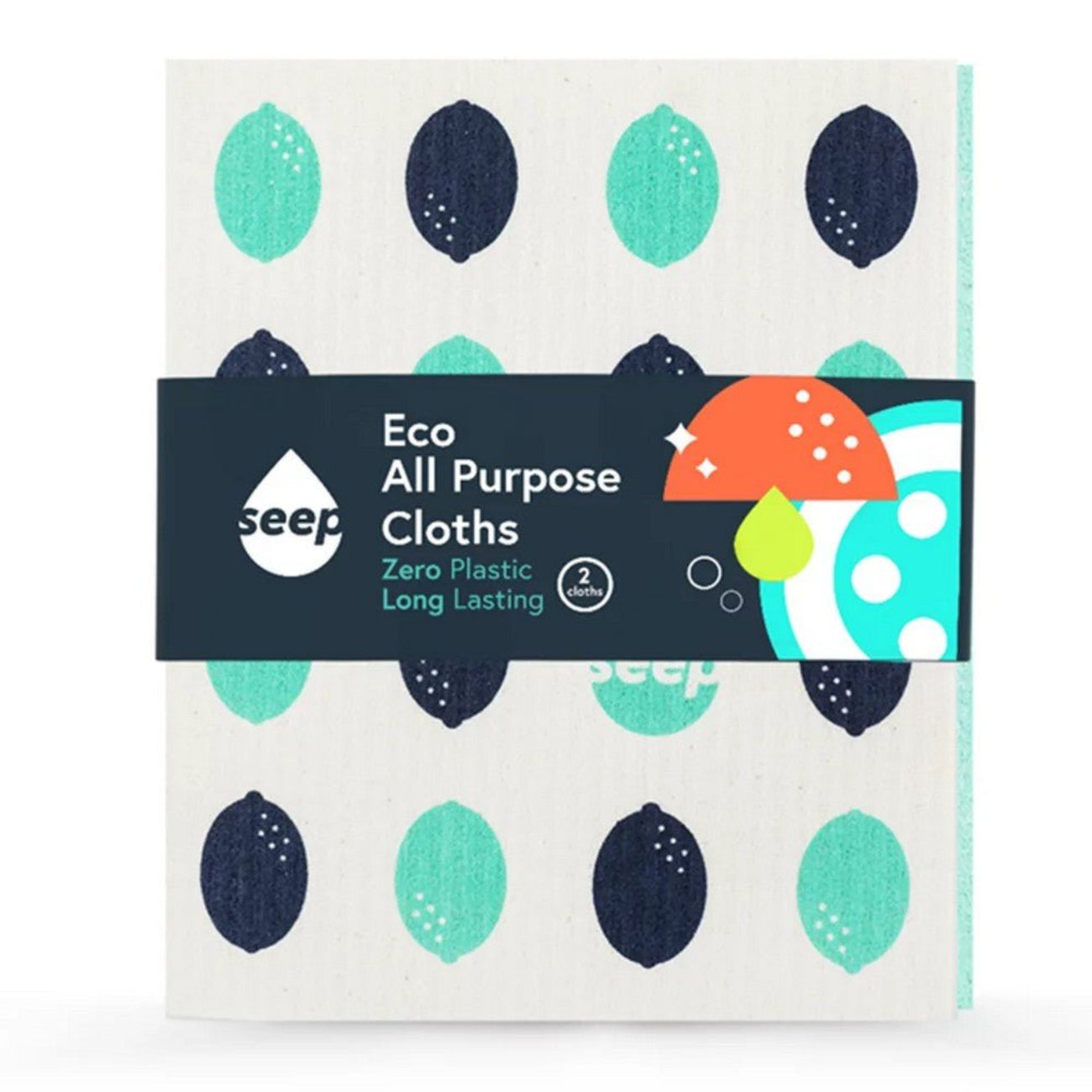 Sponge Cloths Lemon Design Pack of 2 20g - Seep - Sponge cloth - Eco Natural Products