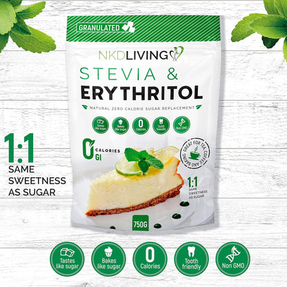 Stevia & Erythritol 1:1 750g - NKD Living - Sweetener - Eco Natural Products