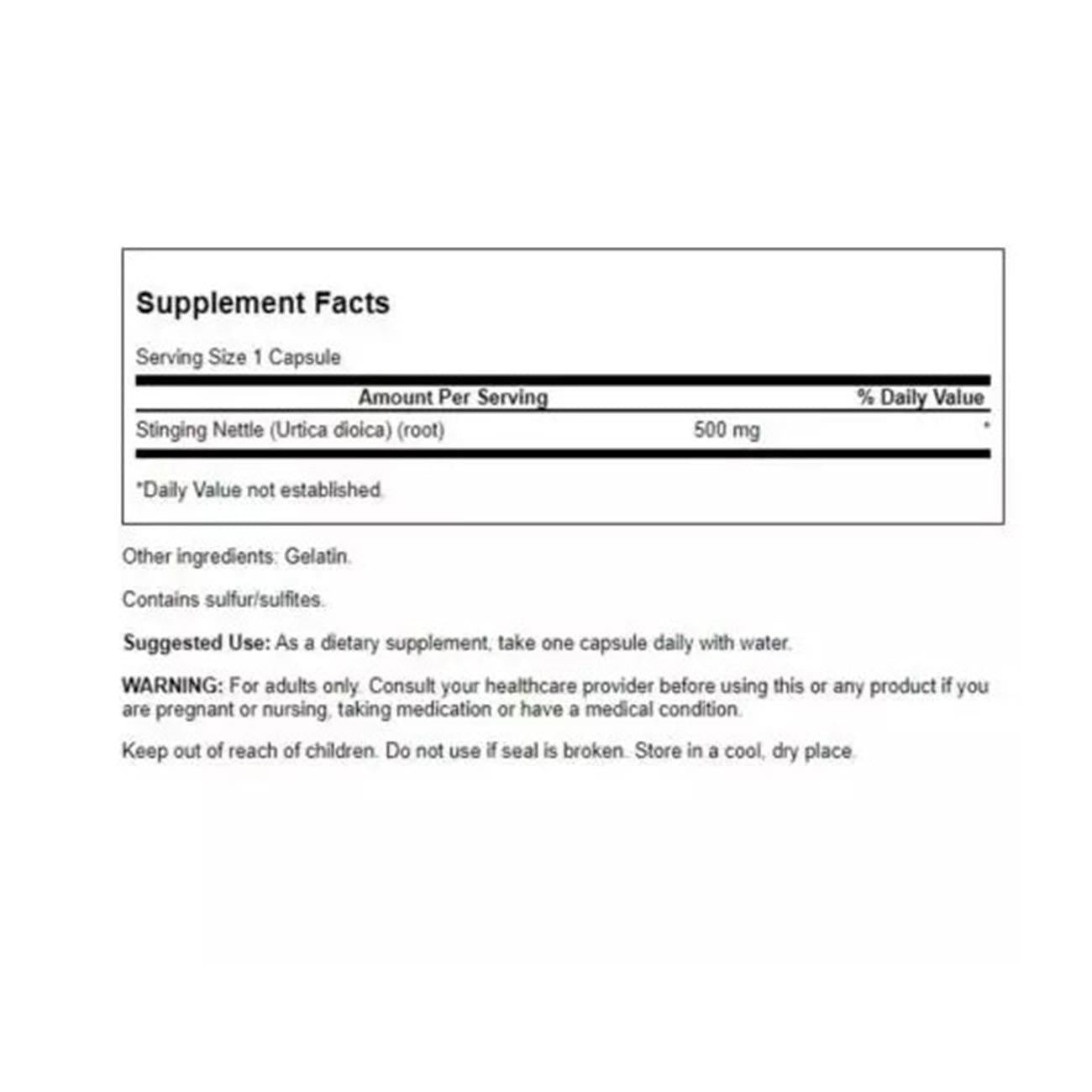 Stinging Nettle Root 500mg 100 caps - Swanson - Herbal supplement - Eco Natural Products