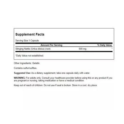 Stinging Nettle Root 500mg 100 caps - Swanson - Herbal supplement - Eco Natural Products