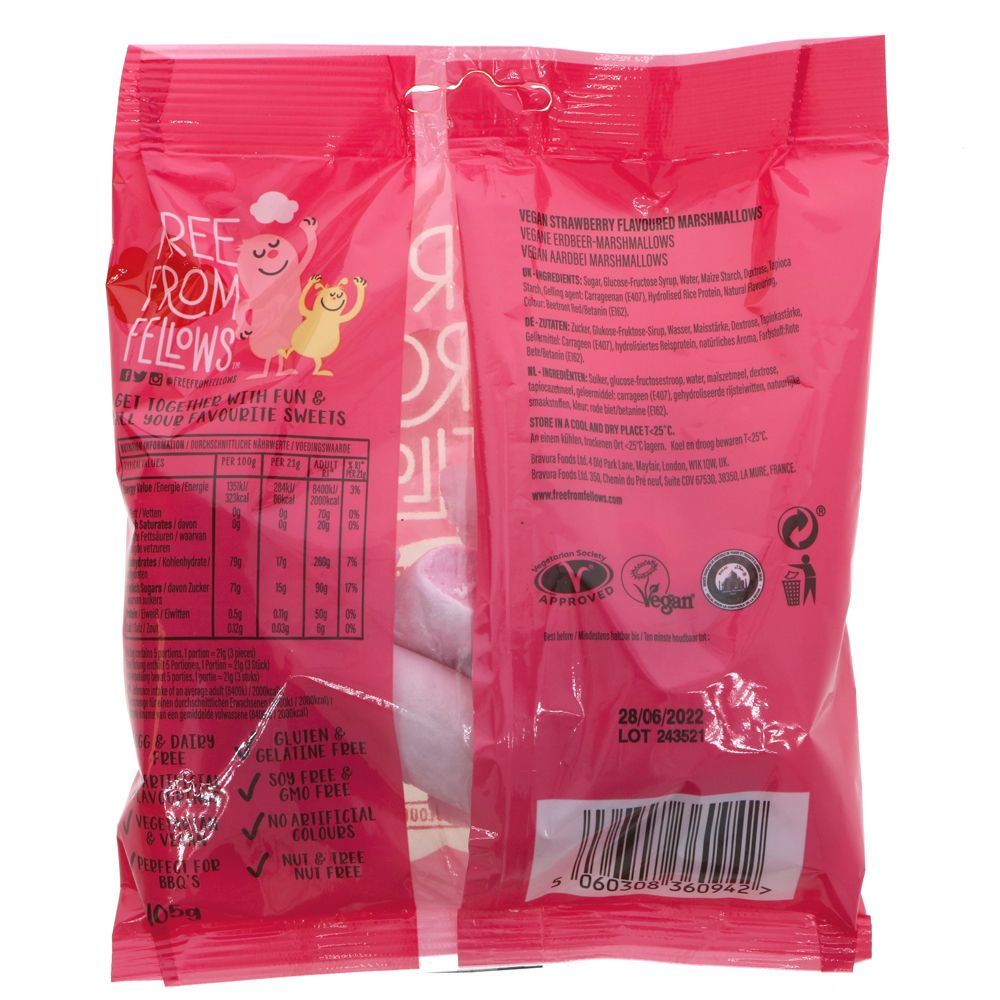 Strawberry Mallows Vegan 105g - Free from fellows - Candy - Eco Natural Products