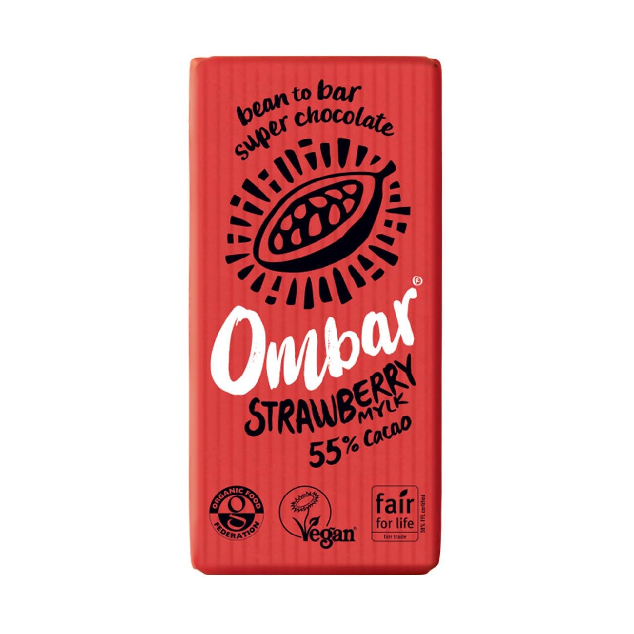 Strawberry Milk 55% Cacao Chocolate Bar 35g - Ombar - Chocolate Bar - Eco Natural Products