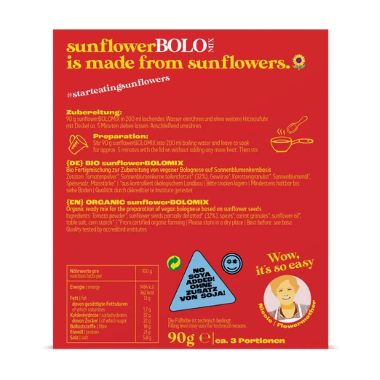 Sunflower Seed Bolo Mix 90g - Sunflower Family - Meat Alternatives - Sunflower Family