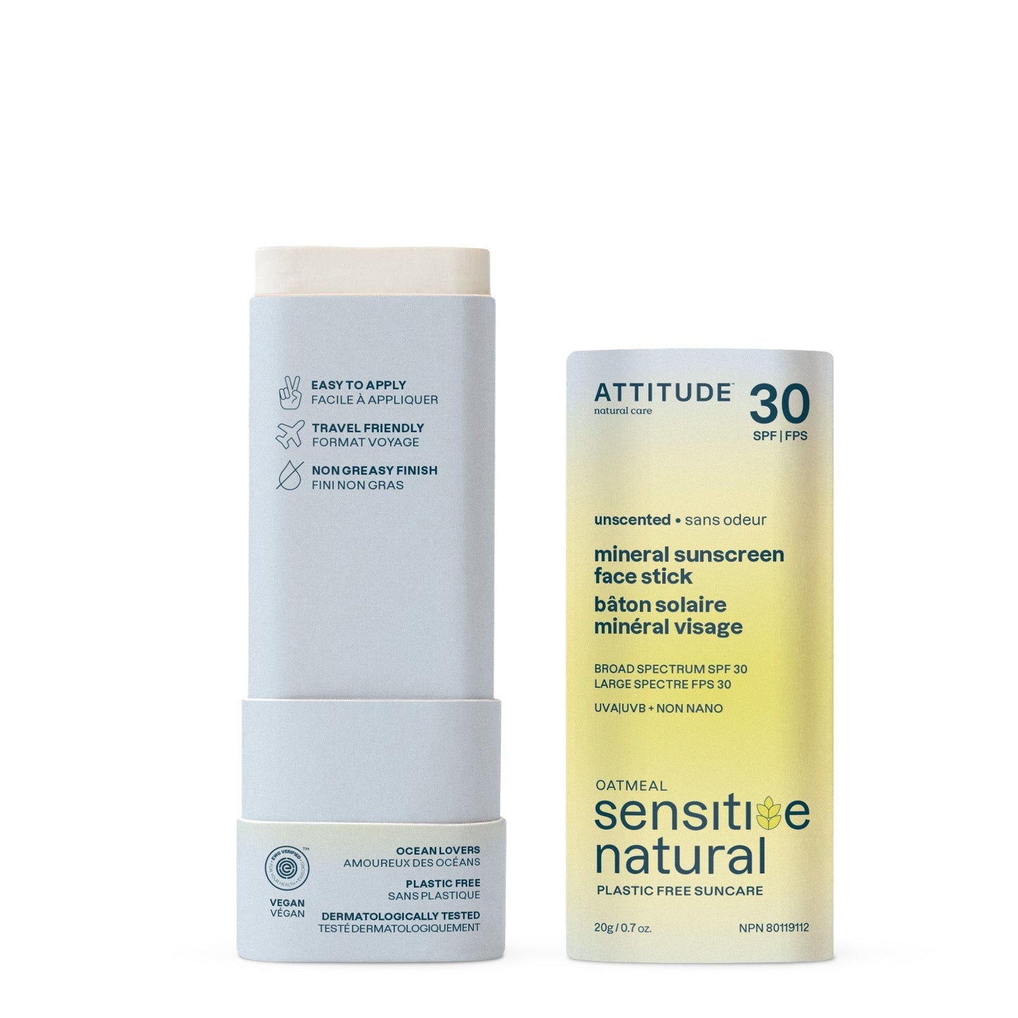 Sunscreen Face Stick Oatmeal Sensitive Natural SPF30 20g - Attitude - Sunscreen - Eco Natural Products