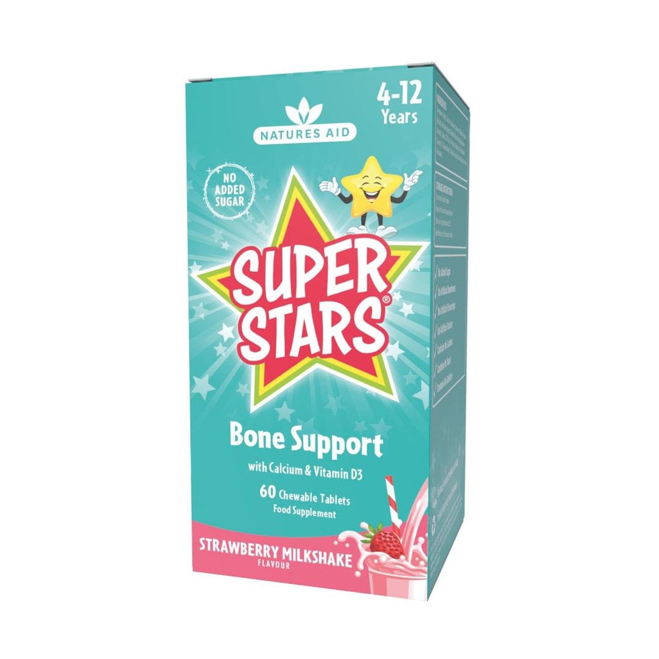 Super Stars Bone Support 60 Chewable Tablets - Natures Aid - Food Supplements - Eco Natural Products