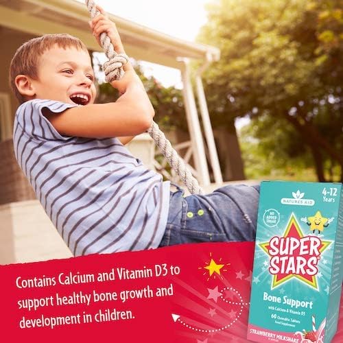 Super Stars Bone Support 60 Chewable Tablets - Natures Aid - Food Supplements - Eco Natural Products