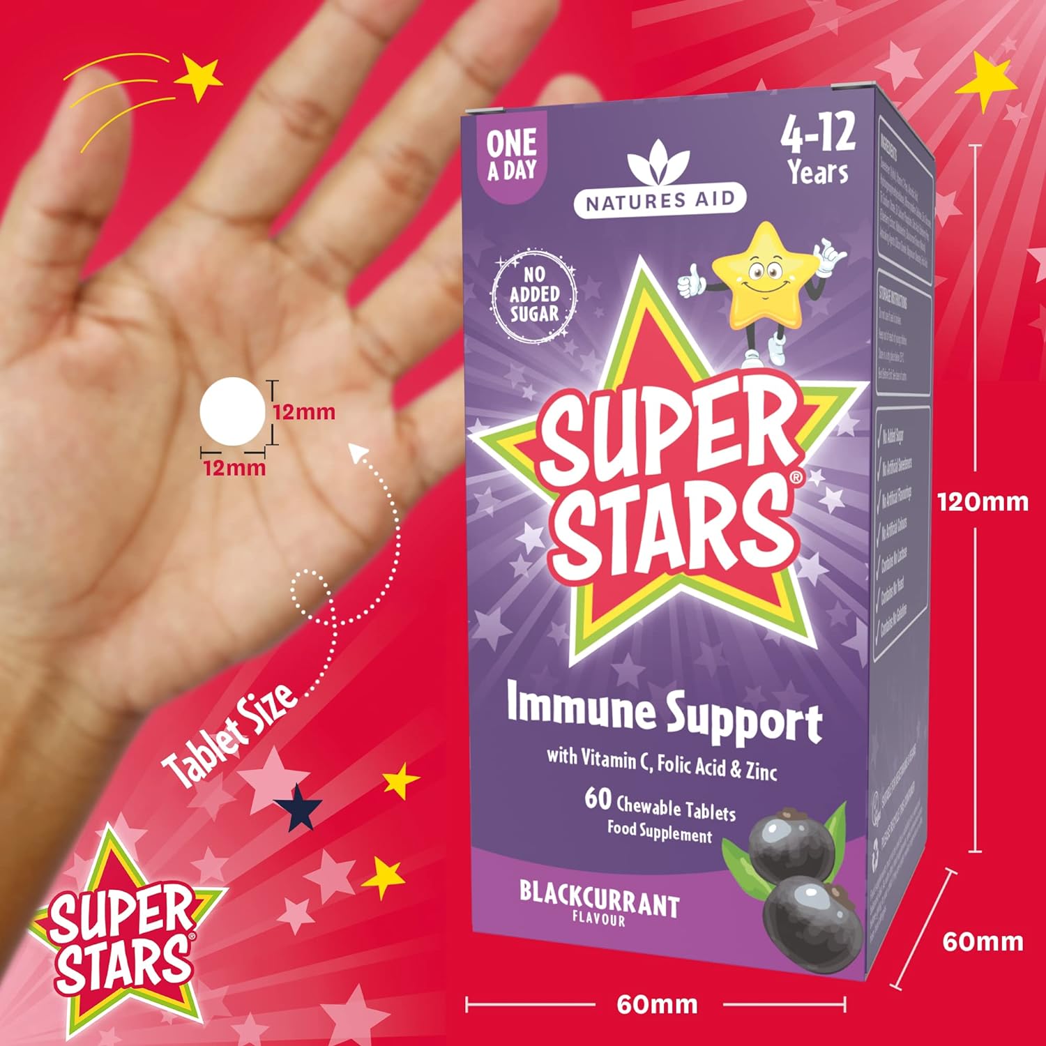 Super Stars Immune 60 Chewable Tablets - Natures Aid - Food Supplements - Eco Natural Products
