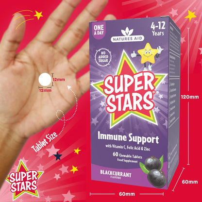 Super Stars Immune 60 Chewable Tablets - Natures Aid - Food Supplements - Eco Natural Products