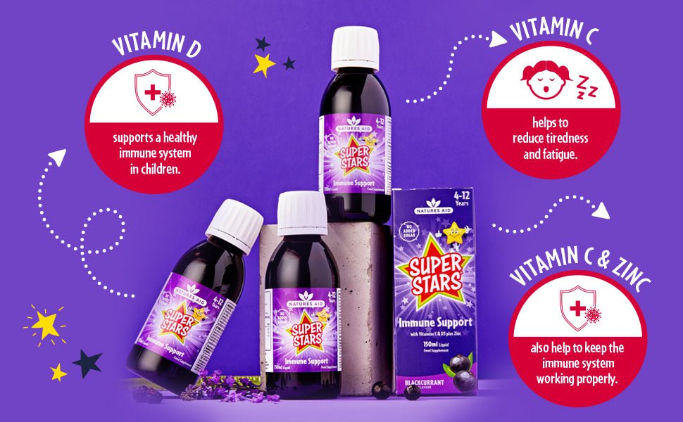 Super Stars Immune Support (6 - 12 Years) 150ml - Natures Aid - Vitamins & Supplements - Eco Natural Products