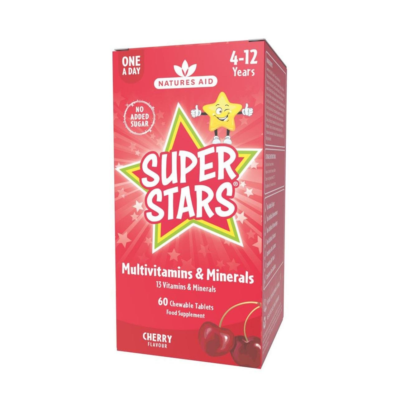 Super Stars Multivitamin & Minerals 60 Chewable Tablets - Natures Aid - Food Supplements - Eco Natural Products