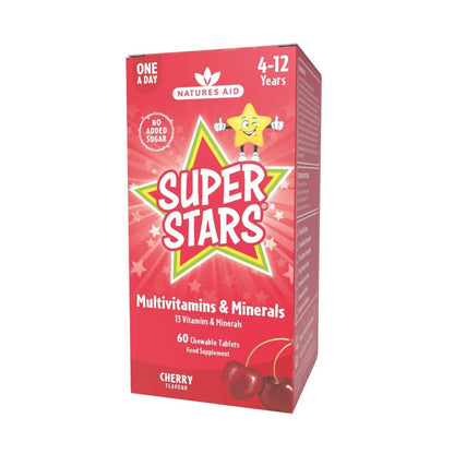 Super Stars Multivitamin & Minerals 60 Chewable Tablets - Natures Aid - Food Supplements - Eco Natural Products