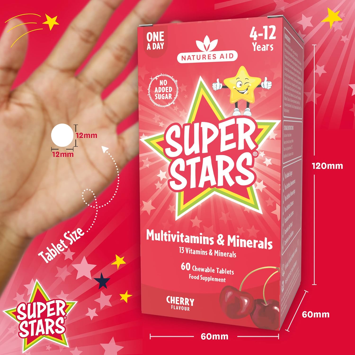 Super Stars Multivitamin & Minerals 60 Chewable Tablets - Natures Aid - Food Supplements - Eco Natural Products